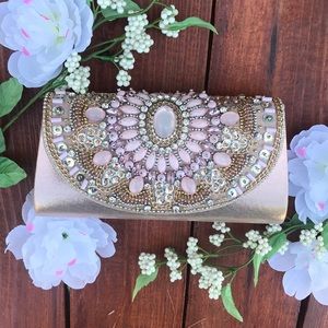 Beautiful blush beaded clutch hand bag